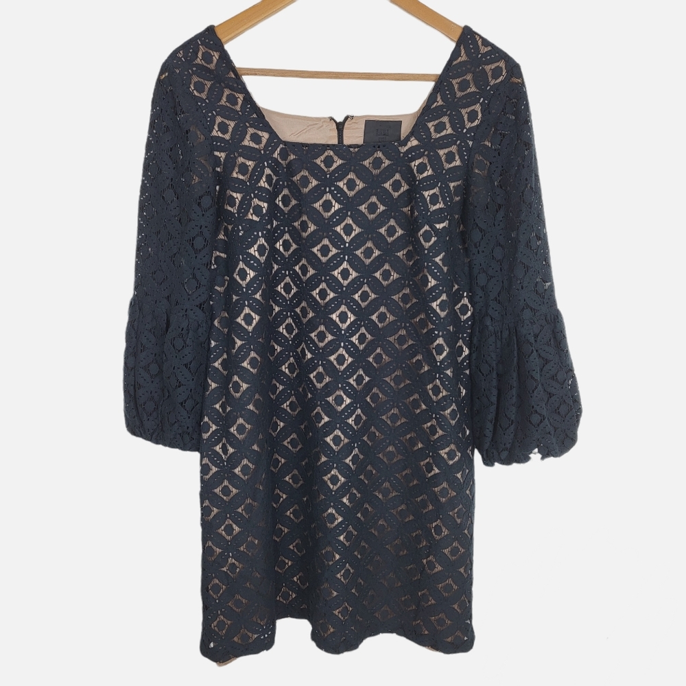 Anna Sui for Anthropologie Black Lace Corby Shift Dress 0